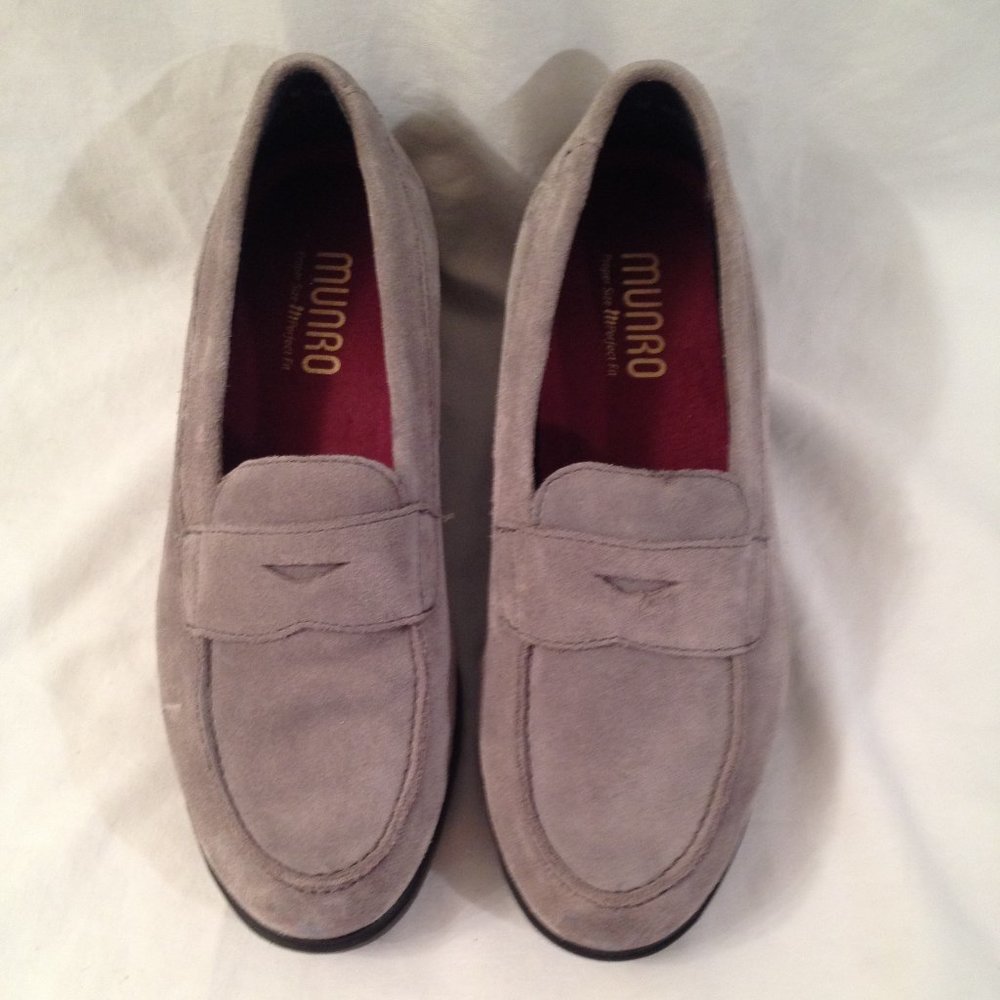 Penny Loafers Grey Suede Xtra Light Platform Munro 7W